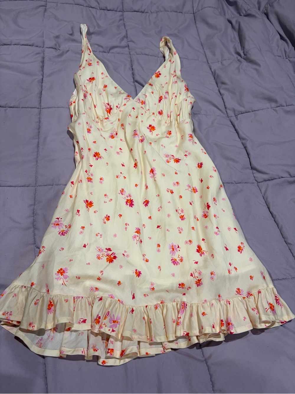 PINK Victoria's Secret Cream Slip Dress with Pink & Orange Floral Print large